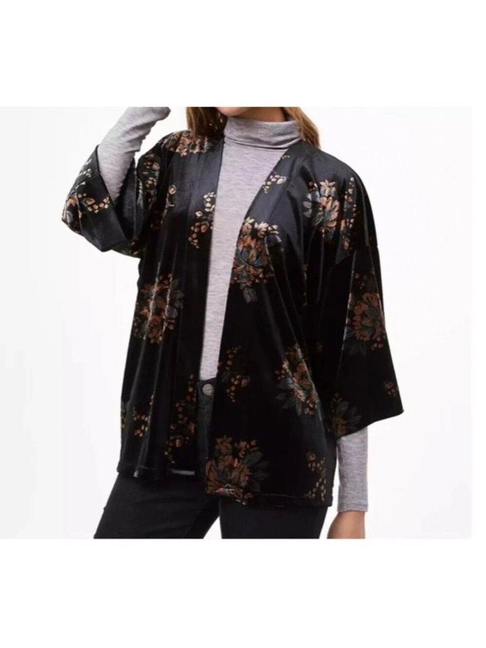 Loft Womens OS Floral Velour Kimono Whimsigoth Boho